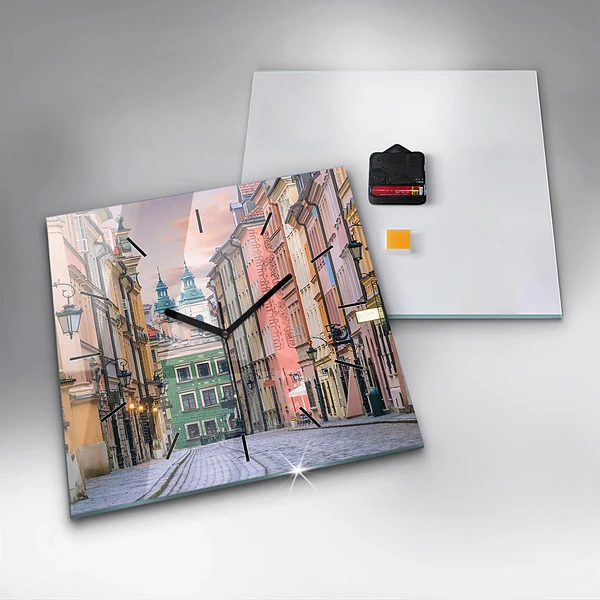 Wanduhr quadratisch Alte Stadt in Warschau