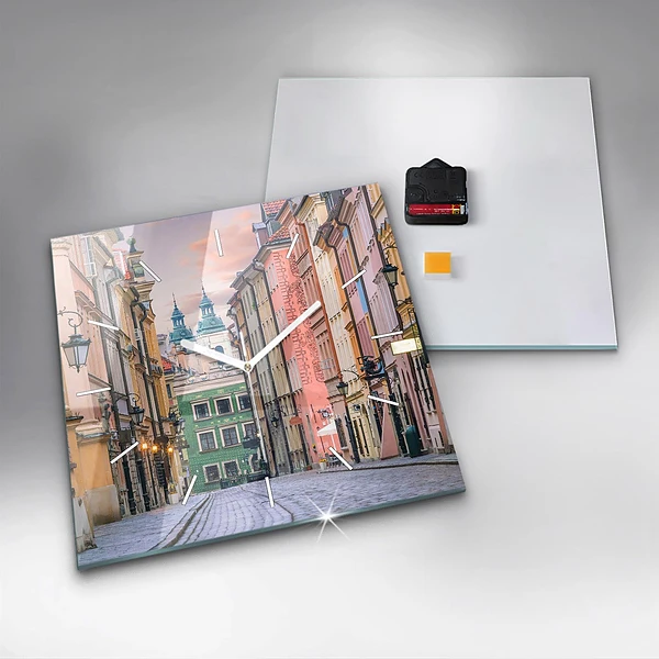 Wanduhr quadratisch Alte Stadt in Warschau