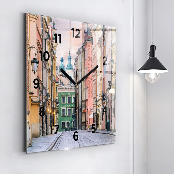 Wanduhr quadratisch Alte Stadt in Warschau