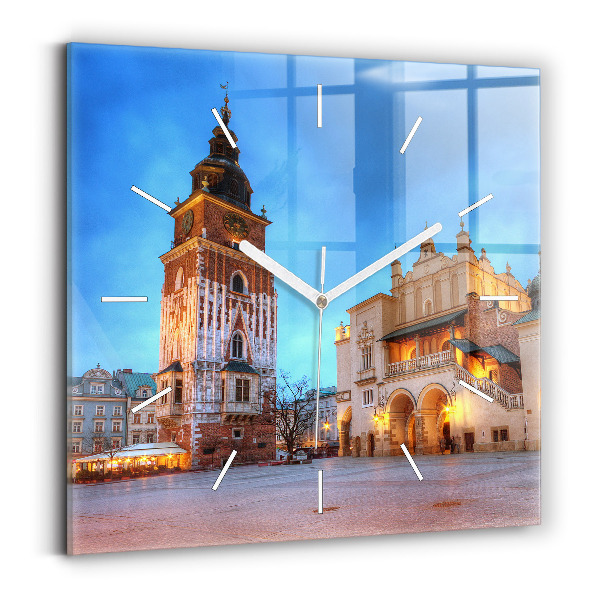 Wanduhr quadratisch mit motiv Hauptmarkt in Krakau