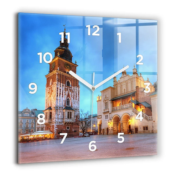 Wanduhr quadratisch mit motiv Hauptmarkt in Krakau