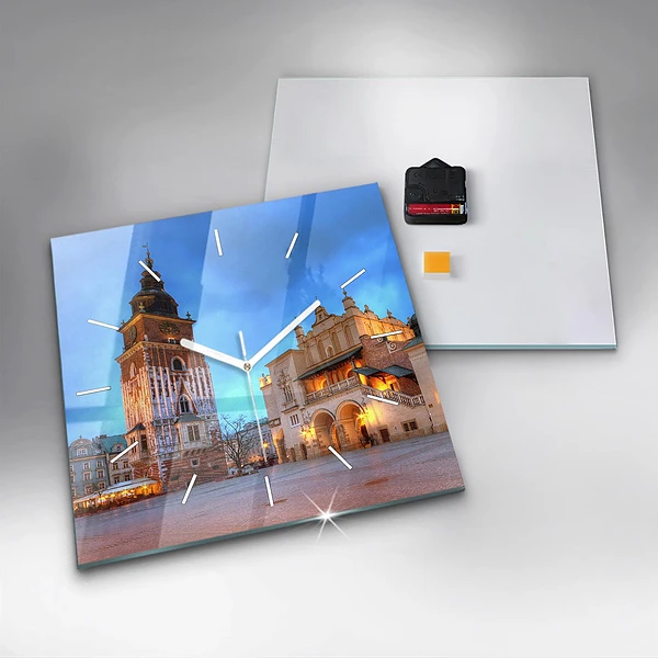Wanduhr quadratisch mit motiv Hauptmarkt in Krakau