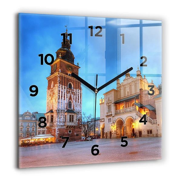 Wanduhr quadratisch mit motiv Hauptmarkt in Krakau