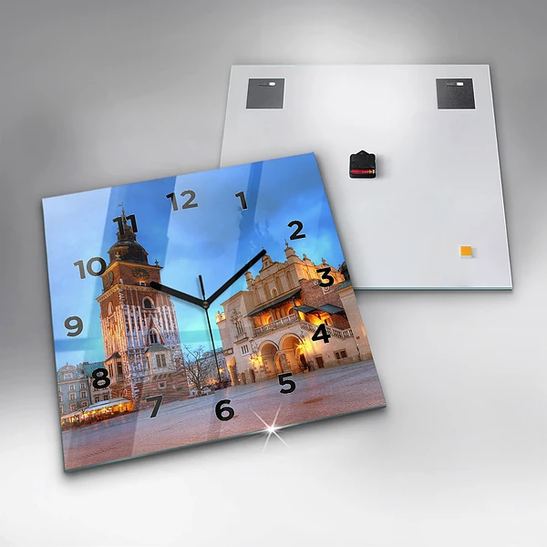 Wanduhr quadratisch mit motiv Hauptmarkt in Krakau
