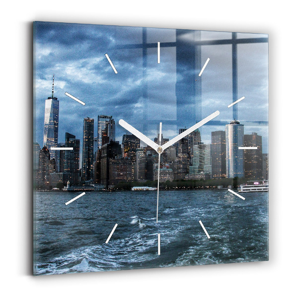 Wanduhr modern quadratisch Panorama von New York City