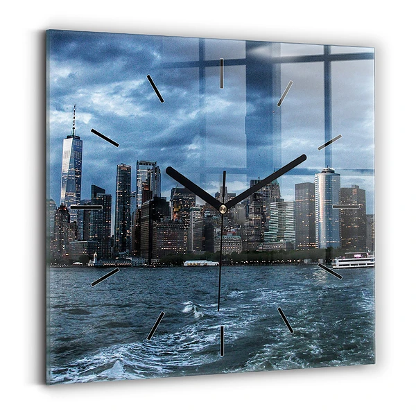Wanduhr modern quadratisch Panorama von New York City