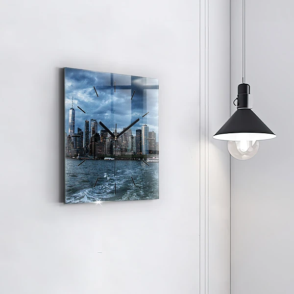 Wanduhr modern quadratisch Panorama von New York City