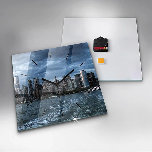 Wanduhr modern quadratisch Panorama von New York City