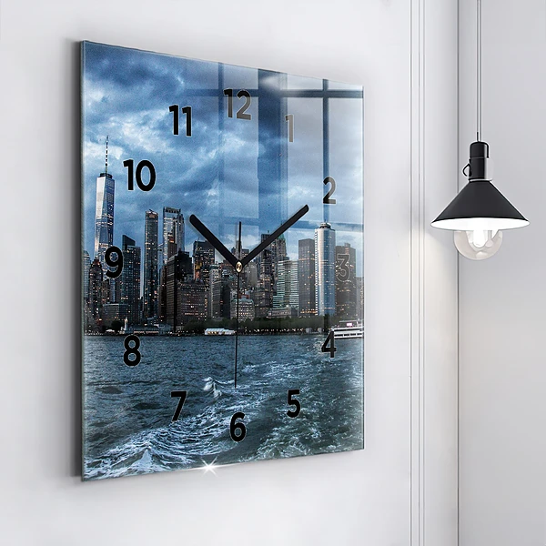 Wanduhr modern quadratisch Panorama von New York City
