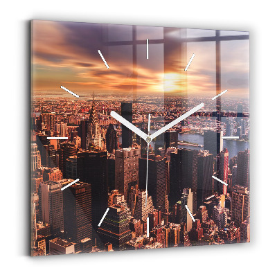 Wanduhr modern quadratisch Panorama der Stadt im Westen