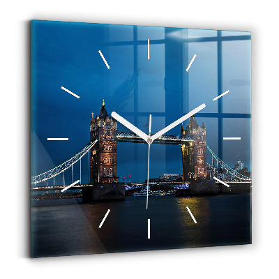 Wanduhr modern quadratisch Tower Bridge London bei Nacht