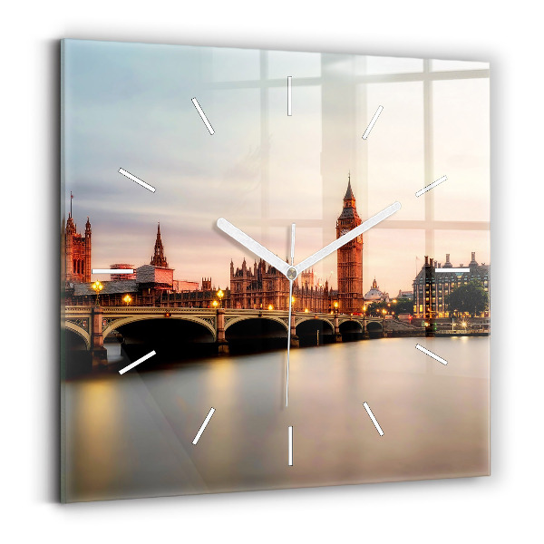 Wanduhr modern quadratisch Big Ben Londoner Skyline