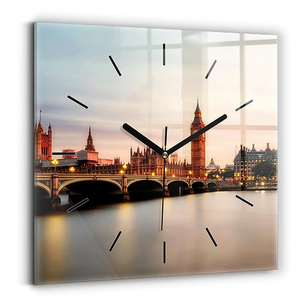 Wanduhr modern quadratisch Big Ben Londoner Skyline