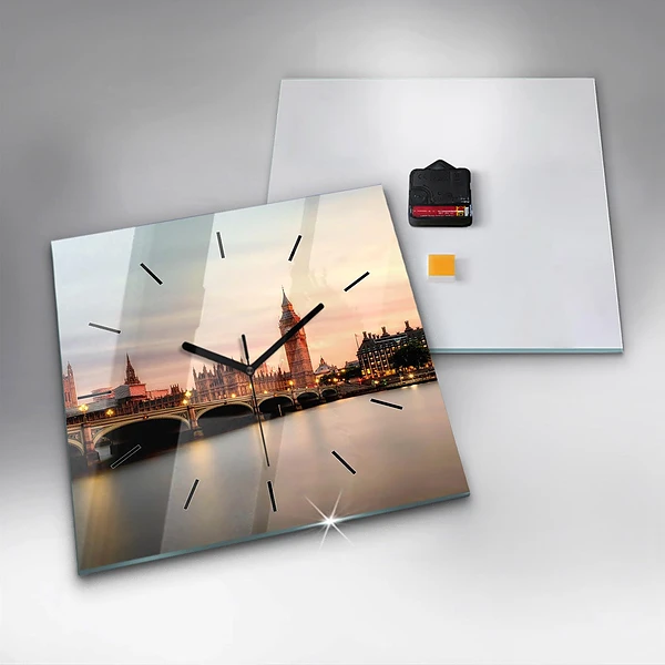 Wanduhr modern quadratisch Big Ben Londoner Skyline