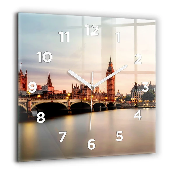 Wanduhr modern quadratisch Big Ben Londoner Skyline