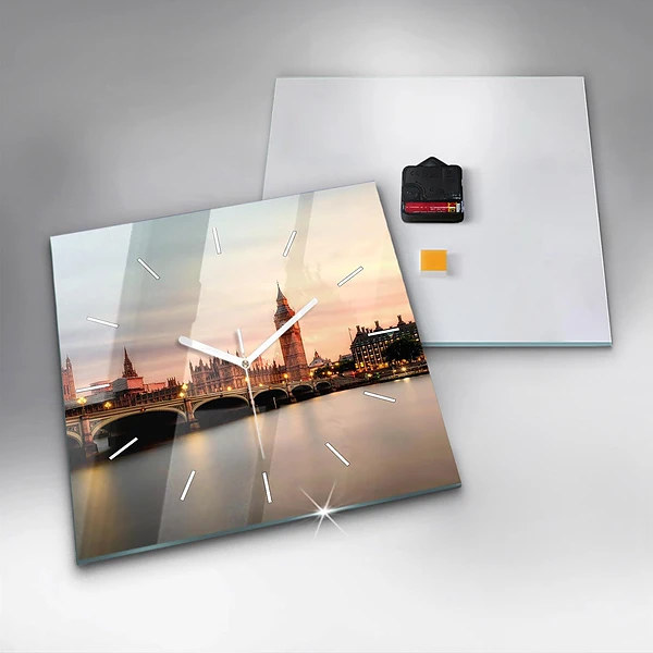 Wanduhr modern quadratisch Big Ben Londoner Skyline