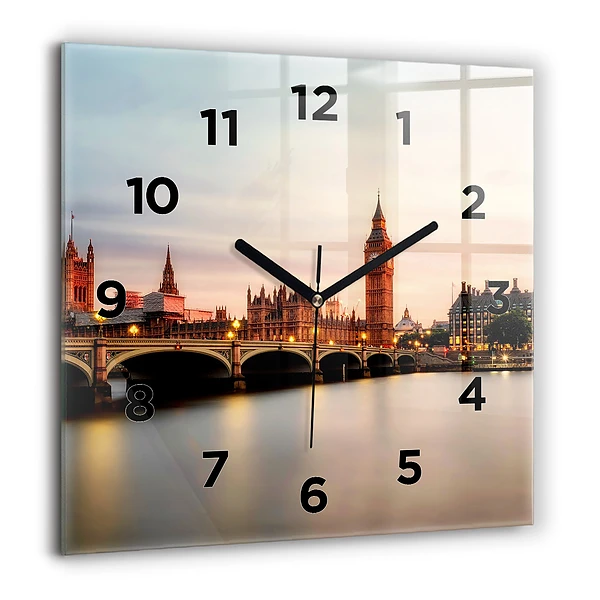 Wanduhr modern quadratisch Big Ben Londoner Skyline