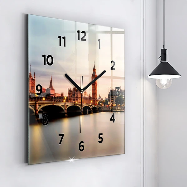 Wanduhr modern quadratisch Big Ben Londoner Skyline