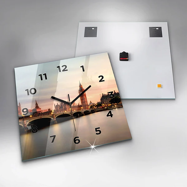 Wanduhr modern quadratisch Big Ben Londoner Skyline