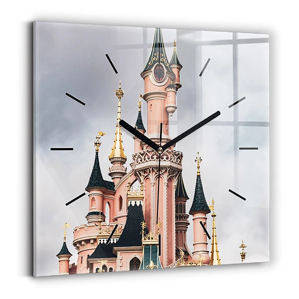 Wanduhr modern quadratisch Schloss Disneyland in Paris
