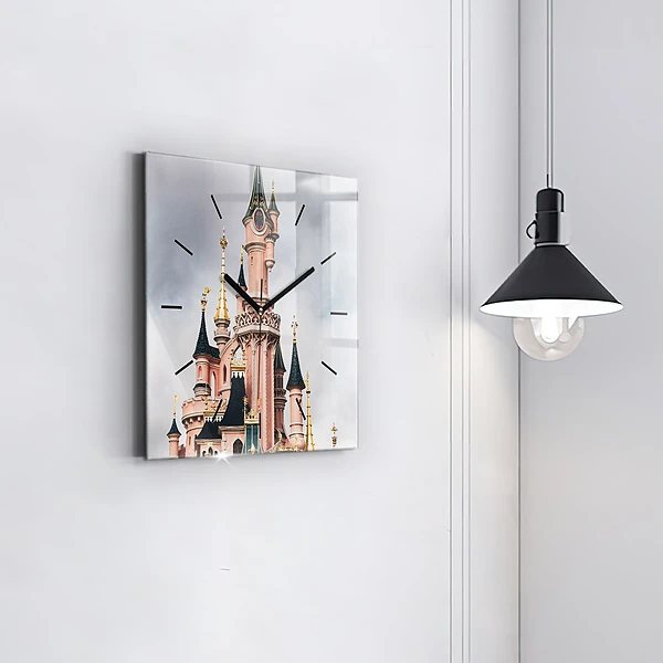 Wanduhr modern quadratisch Schloss Disneyland in Paris