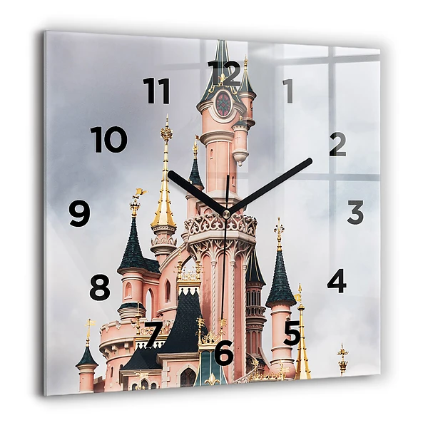Wanduhr modern quadratisch Schloss Disneyland in Paris