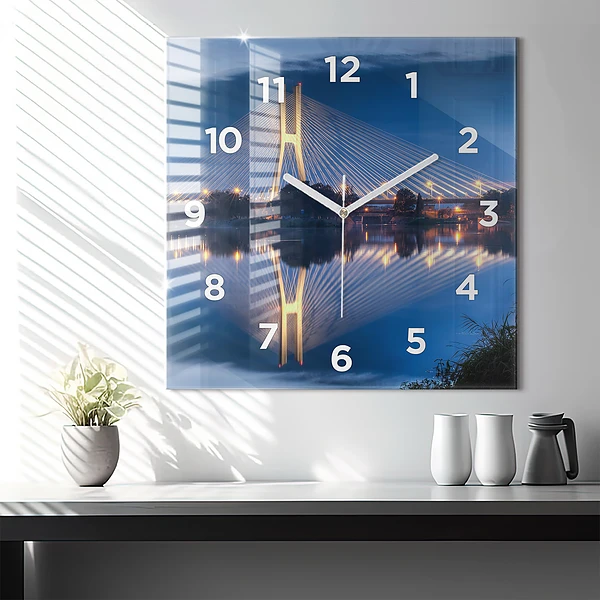 Wanduhr quadratisch Brücke Rędziński Wroclaw