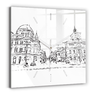 Wanduhr quadratisch mit motiv Illustration der Stadt Poznan