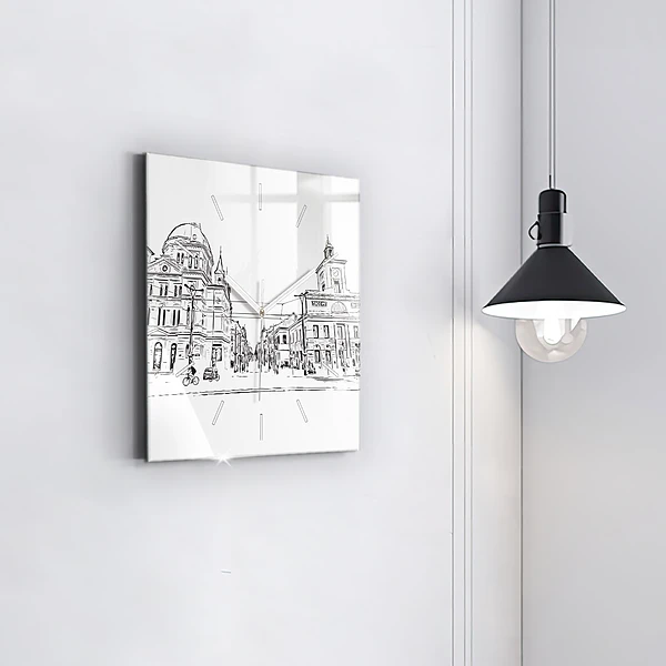 Wanduhr quadratisch mit motiv Illustration der Stadt Poznan