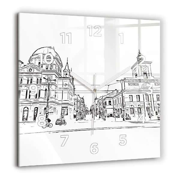 Wanduhr quadratisch mit motiv Illustration der Stadt Poznan