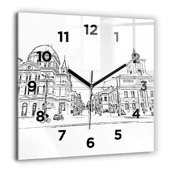 Wanduhr quadratisch mit motiv Illustration der Stadt Poznan