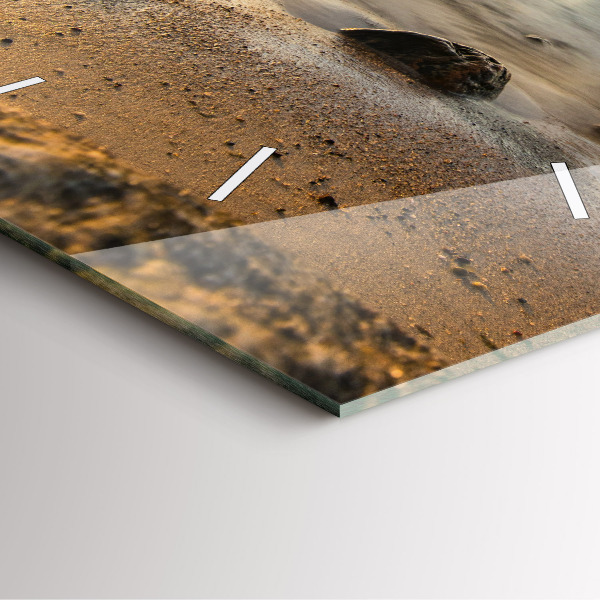 Wanduhr modern quadratisch Sonnenaufgang an der Ostsee