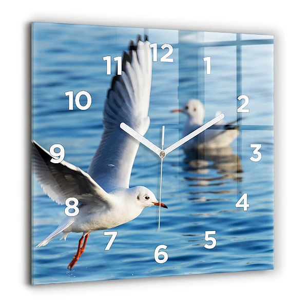 Wanduhr quadratisch mit motiv Seemöwen in Gdynia