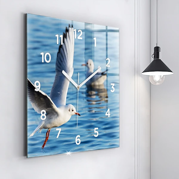 Wanduhr quadratisch mit motiv Seemöwen in Gdynia