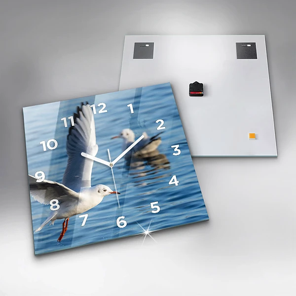 Wanduhr quadratisch mit motiv Seemöwen in Gdynia