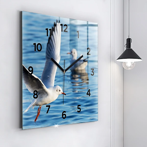 Wanduhr quadratisch mit motiv Seemöwen in Gdynia