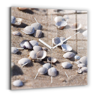 Wanduhr quadratisch mit motiv Muscheln am Strand
