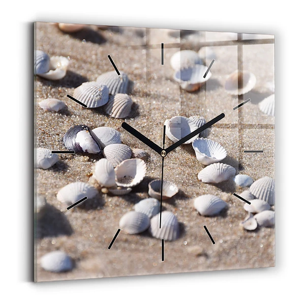 Wanduhr quadratisch mit motiv Muscheln am Strand