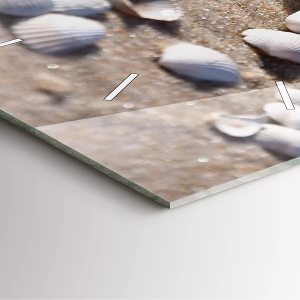 Wanduhr quadratisch mit motiv Muscheln am Strand