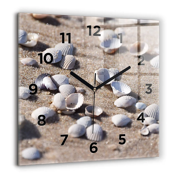 Wanduhr quadratisch mit motiv Muscheln am Strand
