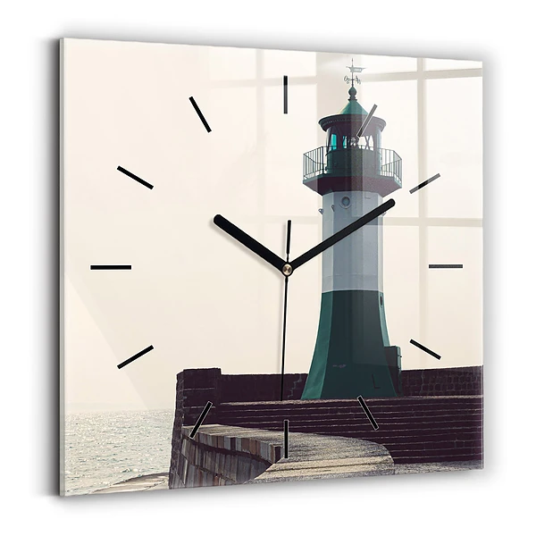 Wanduhr quadratisch mit motiv Leuchtturm und Meer