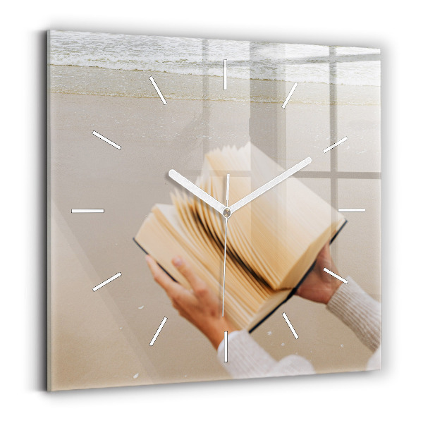 Wanduhr quadratisch Ein Moment mit einem Buch