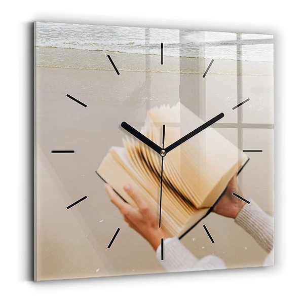 Wanduhr quadratisch Ein Moment mit einem Buch
