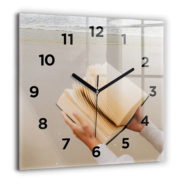 Wanduhr quadratisch Ein Moment mit einem Buch