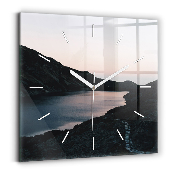 Wanduhr modern quadratisch See und Berge