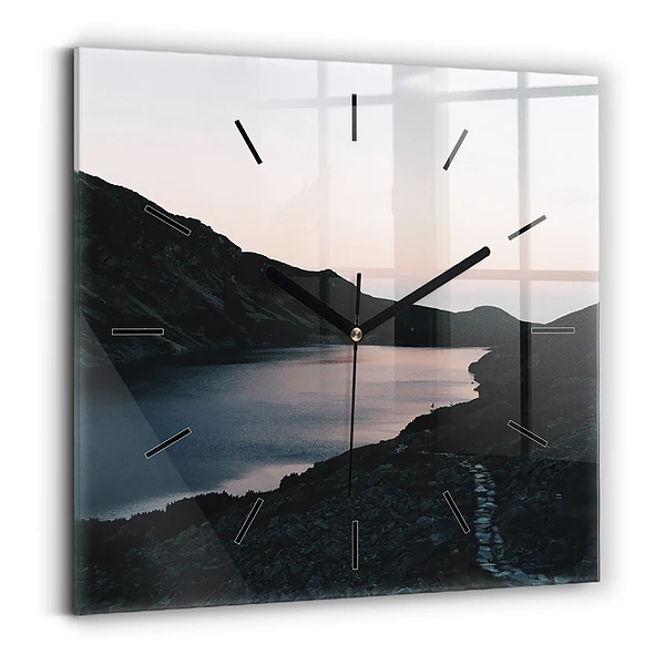 Wanduhr modern quadratisch See und Berge