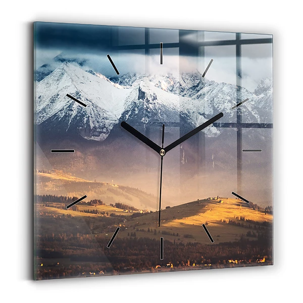 Wanduhr quadratisch Tatra-Gebirge im Winterpanorama