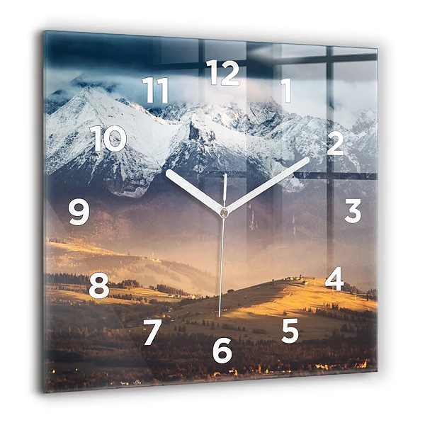 Wanduhr quadratisch Tatra-Gebirge im Winterpanorama