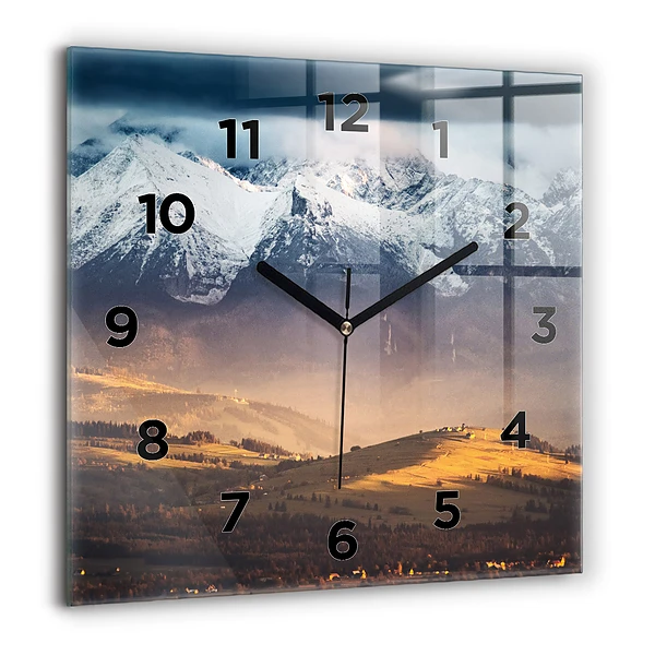 Wanduhr quadratisch Tatra-Gebirge im Winterpanorama