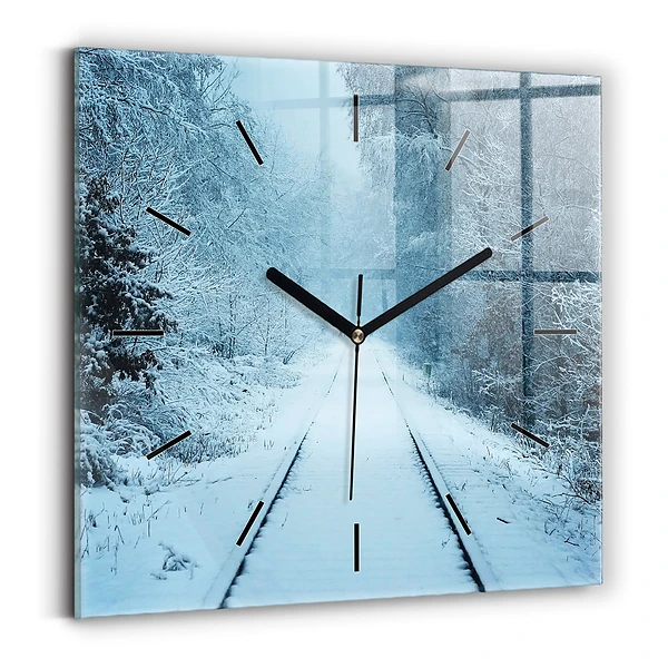 Wanduhr quadratisch Hirsche auf den Gleisen